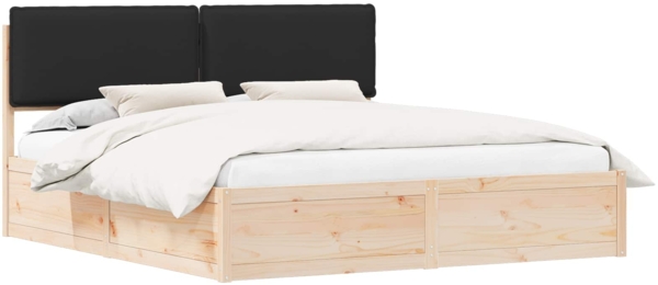 vidaXL Bettgestell mit gepolstertem Kopfteil Schwarz 180 x 200 cm 3398111