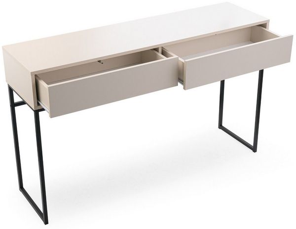 Deine Möbel 24 Schminktisch GENEVE 137 cm ideal für Schlafzimmer (Set, 1-St, Sandbeige Beige Dunklegrün), mit 2 Schubladen