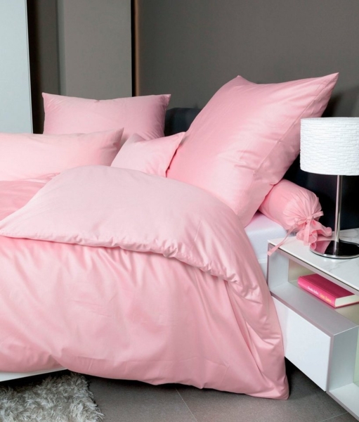 Hochwertige Janine Mako-Satin BETTWÄSCHE COLORS in verschiedenen Größen und Farben 200x220 / 2x 80x80 cm rosa 11