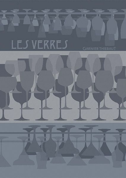 Garnier-Thiebaut Geschirrtuch Les Verres A Pied Denim 50x70 Cm 100% Baumwolle