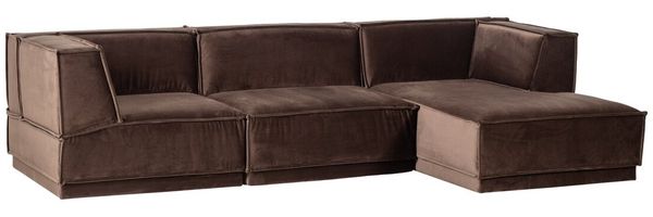 Ecksofa Chaiselongue Manu - Samt Braun, Rechts