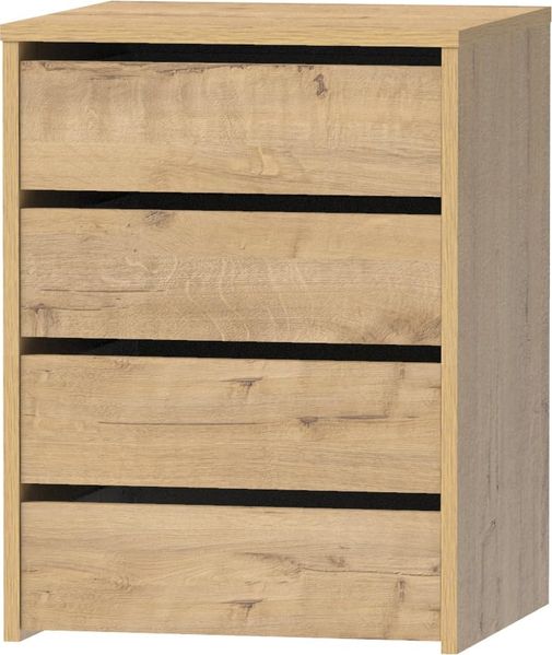 MUEBLES PITARCH Kommode mit 4 Schubladen, Kommode für Schlafzimmer, Büro, Innenschrank, Cambrian-Eiche, 63,5 x 46 x 45 cm (H x B x T)