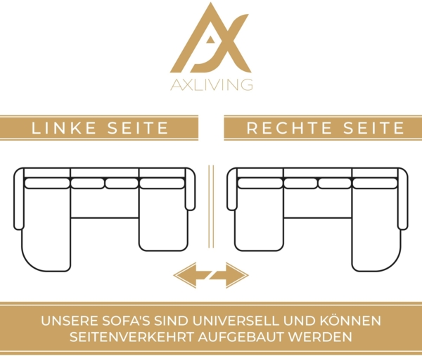 AX LIVING Ecksofas groß Lovere 314 cm – Sofa braun mit Schlaffunktion & Strukturstoff Bild 7
