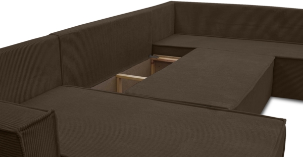 AX LIVING Ecksofas groß Lovere 314 cm – Sofa braun mit Schlaffunktion & Strukturstoff Bild 3