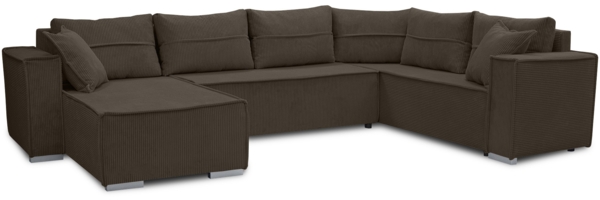 AX LIVING Ecksofas groß Lovere 314 cm – Sofa braun mit Schlaffunktion & Strukturstoff Bild 1
