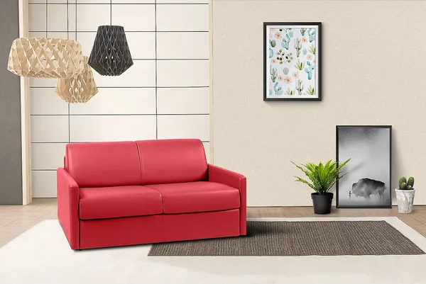 Vente-unique - CALIFE Sofa Kunstleder Rot - B 223 cm94 cm x H 85 cm x L 150 cm