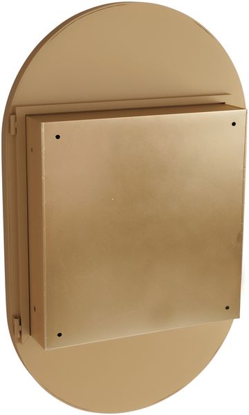 Spiegelschrank in Gold, 85 x 51,5 x 12 cm – ovaler Wandschrank mit Spiegel, Metallrahmen und 2 Glasböden Bild 10