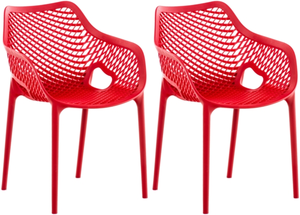 CLP Gartenstuhl Air XL 2er Set - Modernes Design, Kunststoff, Wetterfest, Stapelbar,rot