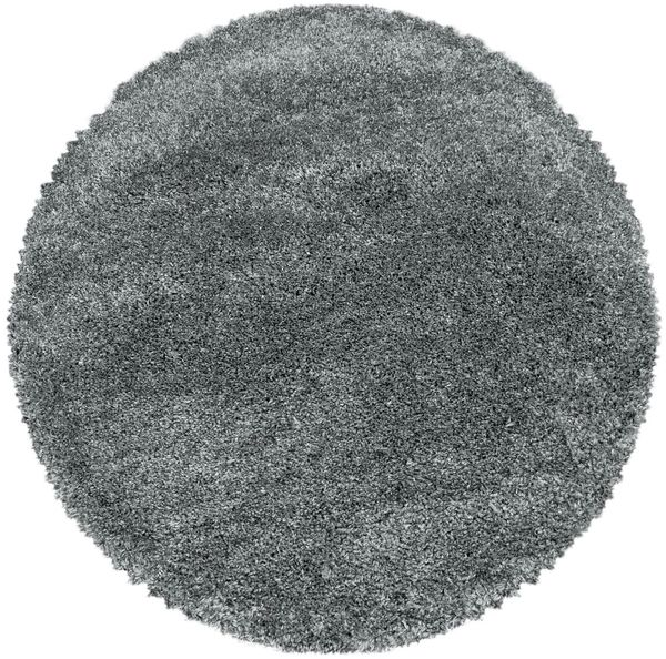 Hochflor Teppich Francesca rund - 80 cm Durchmesser - Hellgrau