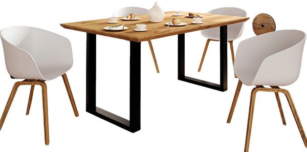 Esstisch Swiss Cant Davi Wildeiche 150x100 cm Tisch Schweizer Kante U-Gestell