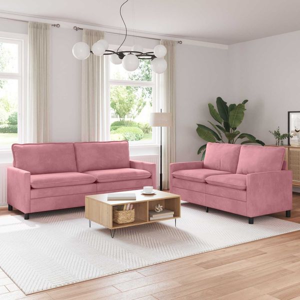 vidaXL Sofa Set 2 pcs Rosa Samt 3417148