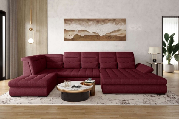 99rooms Wohnlandschaft Toscana, Sofa, U-Form, Bettfunktion, Rundumbezug aus gepolstertem Velours VOGUE