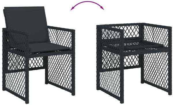 vidaXL 7-tlg. Garten-Essgruppe mit Kissen Schwarz Poly Rattan 3210727 Bild 6
