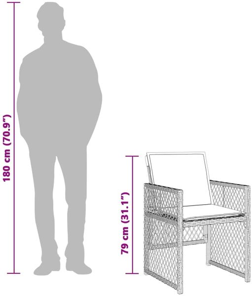 vidaXL 7-tlg. Garten-Essgruppe mit Kissen Schwarz Poly Rattan 3210727 Bild 10