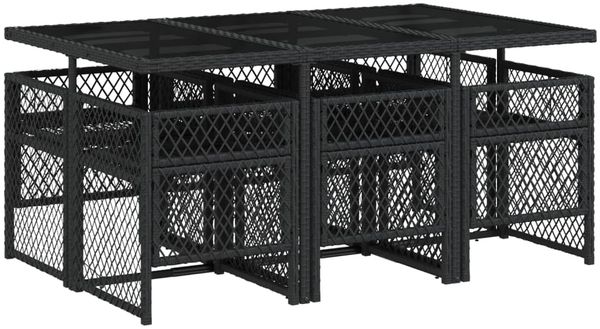 vidaXL 7-tlg. Garten-Essgruppe mit Kissen Schwarz Poly Rattan 3210727 Bild 5