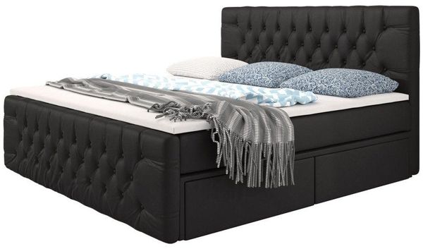 Boxspringbett Sognare mit Stauraum 120x200 Schwarz H4 (100kg+)