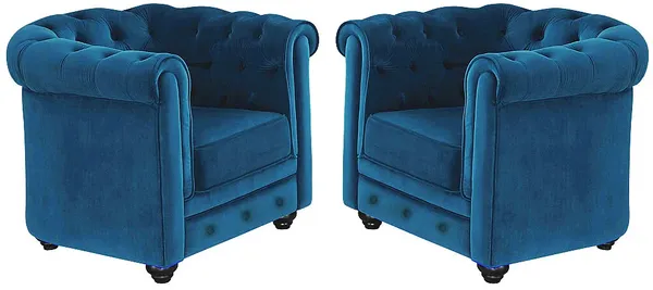 Vente-unique - CHESTERFIELD Sessel SamtStoff Blau - B 78 cm x H 72 cm x L 88 cm