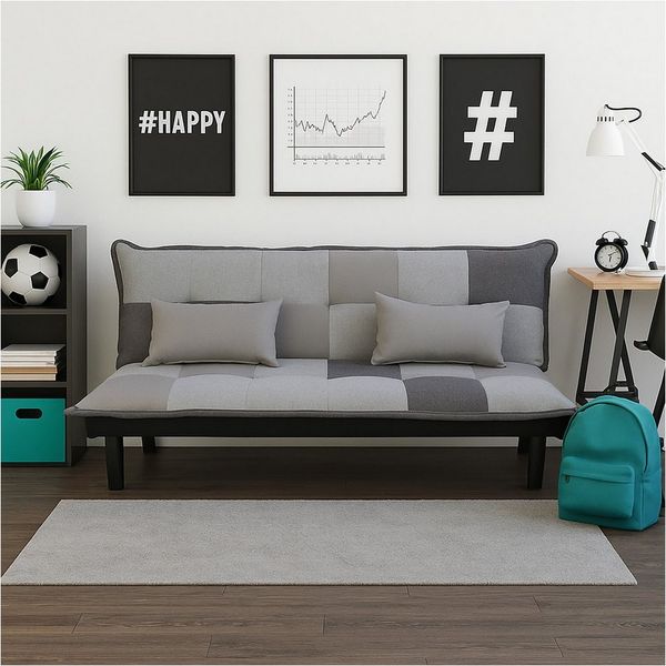 HTI-Living Sofa Couch Karo mit Schlaffunktion Grau, Stück 1 Teile, Sofa Schlafsofa Funktionscouch