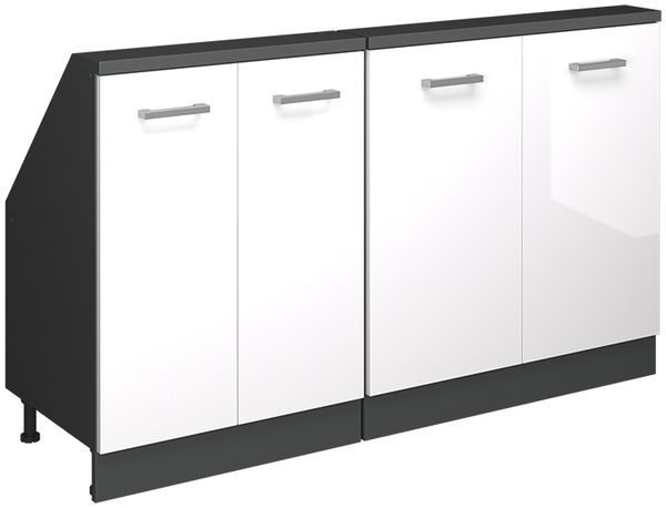 Dachschrägenschrank-Set Rion Weiß Hochglanz/Anthrazit 2er Set Vicco