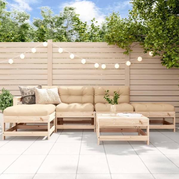 vidaXL 6-tlg. Garten-Lounge-Set mit Kissen Massivholz 3185906