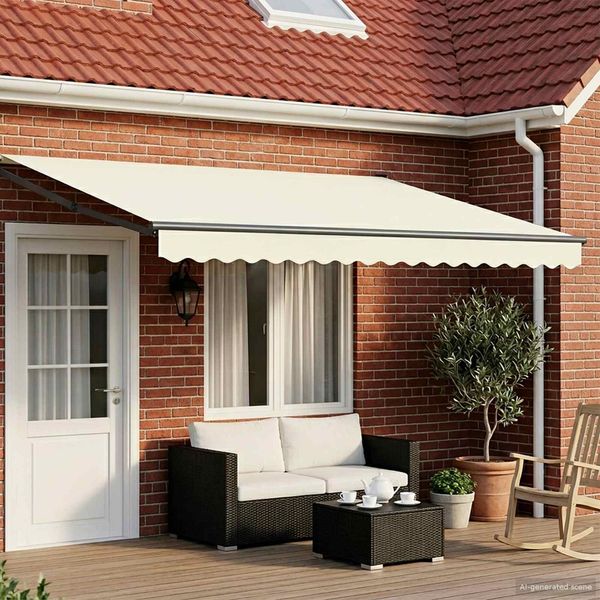 vidaXL Manuelle Gelenkarmmarkise mit LEDs Creme und Anthrazit 5 x 3 m 3419494