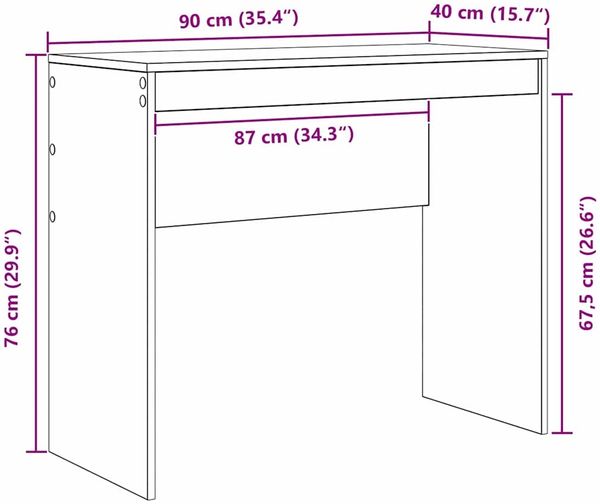 vidaXL Schreibtisch Sonoma-Eiche 90 x 40 x 76 cm 869396 Bild 10