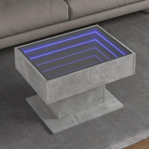 vidaXL LED-Couchtisch Betongrau 70x50x45 cm Holzwerkstoff 847535