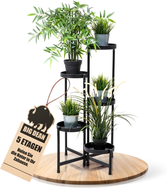 BigDean 5 Etagen Blumenständer klappbarer Pflanzenständer robuster Blumenständer Metall