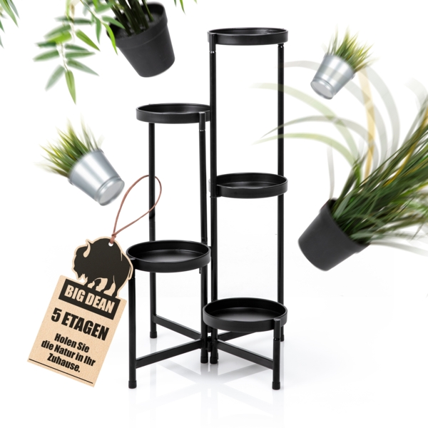 BigDean 5 Etagen Blumenständer klappbarer Pflanzenständer robuster Blumenständer Metall Bild 8