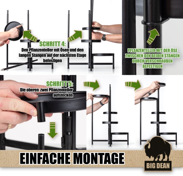 BigDean 5 Etagen Blumenständer klappbarer Pflanzenständer robuster Blumenständer Metall Bild 4