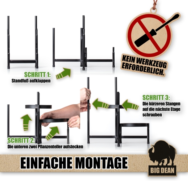 BigDean 5 Etagen Blumenständer klappbarer Pflanzenständer robuster Blumenständer Metall Bild 3