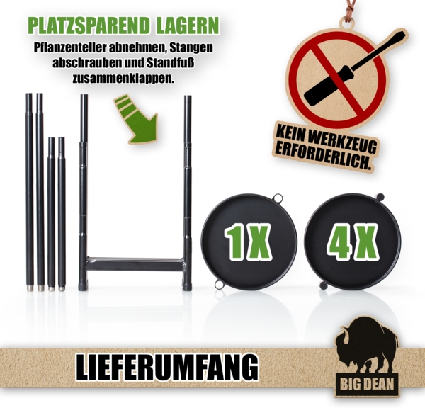 BigDean 5 Etagen Blumenständer klappbarer Pflanzenständer robuster Blumenständer Metall Bild 7