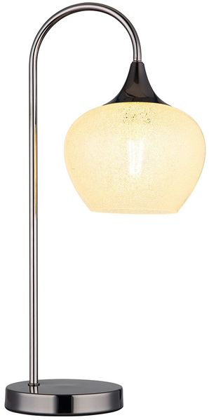 Tischleuchte, Kristalle, Glas, klar, schwarz-chrom, H 54 cm