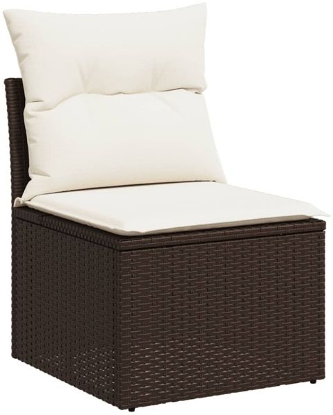 vidaXL Gartensessel ohne Armlehnen mit Kissen Braun Poly Rattan 366215