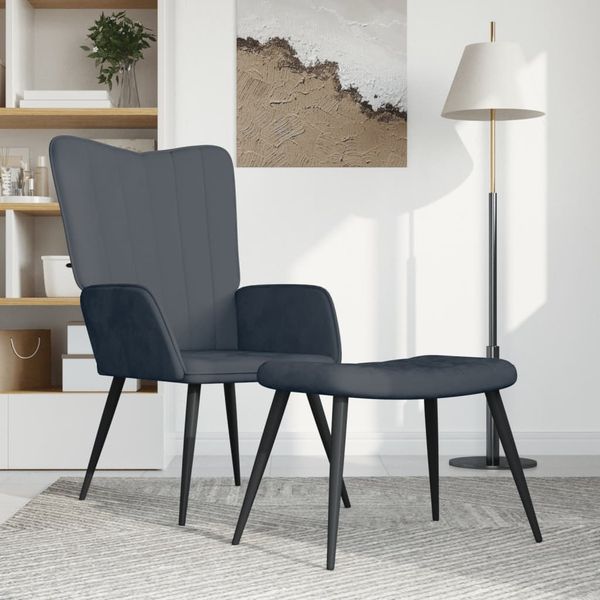 vidaXL Relaxsessel mit Hocker Dunkelgrau Samt 327689