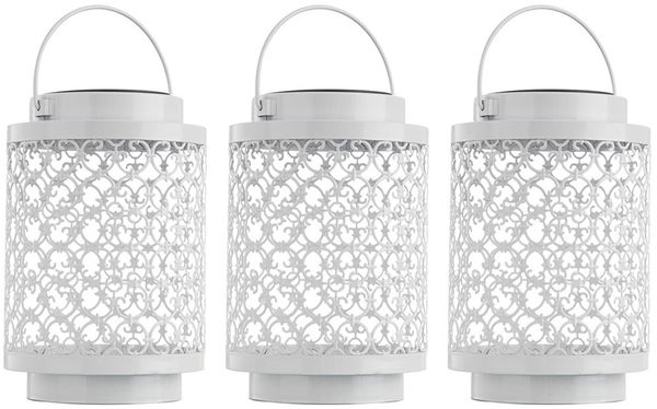 3er Set LED Solarleuchte, weiß, orientalisch, H 18 cm