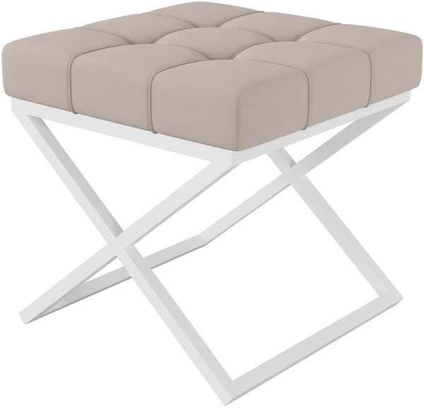 AX LIVING 1 Stk. Polster Hocker Pitinio 45 cm Creme weißes Gestell