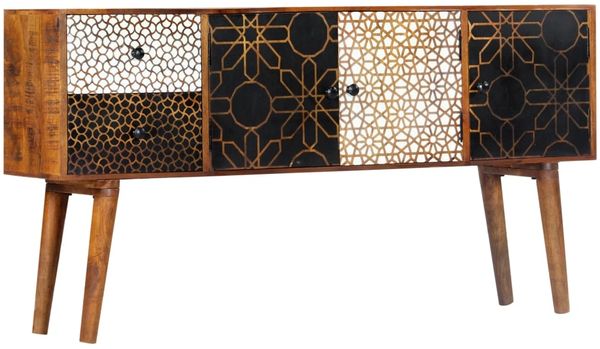 vidaXL Sideboard mit Druckmustern 130x30x70 cm Massivholz Mango 247917 Bild 11