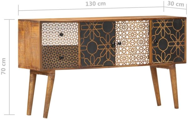 vidaXL Sideboard mit Druckmustern 130x30x70 cm Massivholz Mango 247917 Bild 7