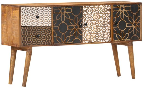 vidaXL Sideboard mit Druckmustern 130x30x70 cm Massivholz Mango 247917
