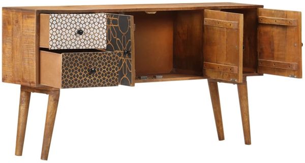 vidaXL Sideboard mit Druckmustern 130x30x70 cm Massivholz Mango 247917 Bild 3