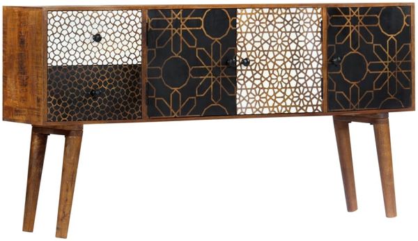 vidaXL Sideboard mit Druckmustern 130x30x70 cm Massivholz Mango 247917 Bild 8