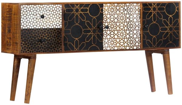 vidaXL Sideboard mit Druckmustern 130x30x70 cm Massivholz Mango 247917 Bild 9