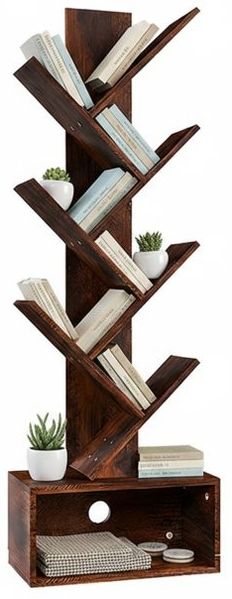 Relaxdays Bücherregal 6 Ebenen Baum-Design