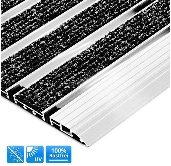 Karat Fußmatte Alu-Türmatte Modern Mat Aluprofile+Textil-Rips, Höhe: 12 mm, Witterungs- und UV-beständig
