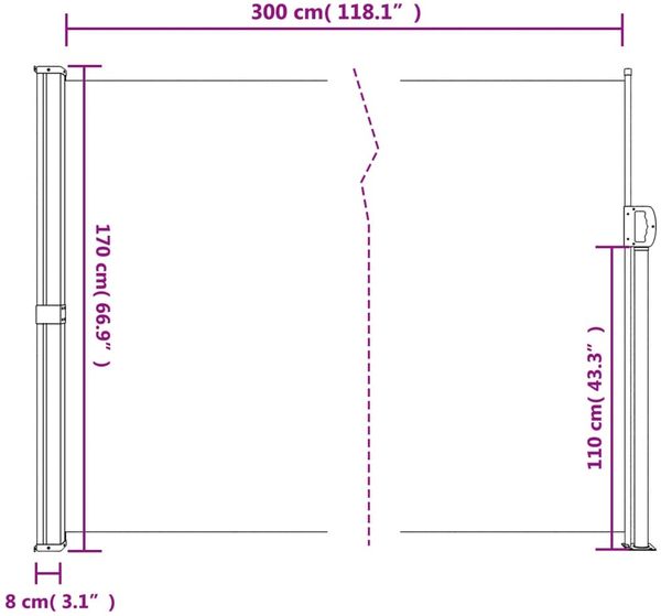 vidaXL Seitenmarkise Ausziehbar Taupe 170x300 cm 4004334 Bild 10