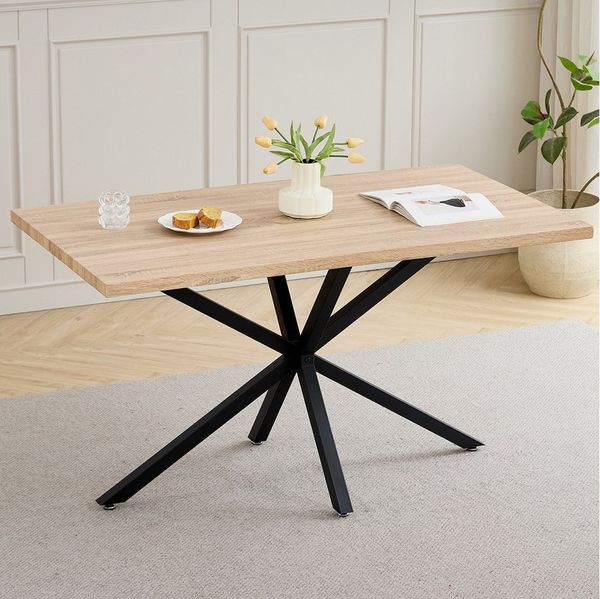 GrandCA HOME Esstisch Küchen-Esstisch im nordischen Stil — Holzmaserung-Optik (1-St), MDF-Material, 140x80 cm