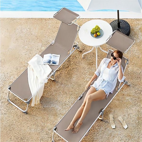 SONGMICS Gartenliege, 2 St, Sonnenliege klappbar 193 x 55 x 31 cm verstellbar