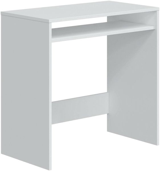 Dmora Acu Schreibtisch, linearer Schreibtisch mit fester Ablage, Arbeits- oder Bürotisch für PC, 79 x 43 x 78 cm, Weiß