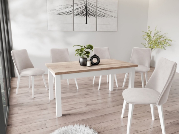 WFL GROUP Esstisch Molly (erhältlich in 3 Größen – 140/160/160 cm ausziehbar auf 180/200/240 cm), platzsparender Tisch in Holzoptik für Küche, Esszimmer oder Wohnzimmer